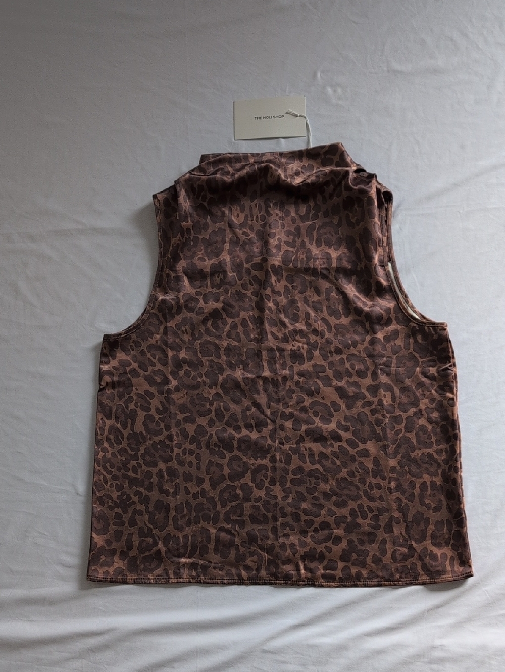 NWT Noli Brown Leopard-Print Satin Tank